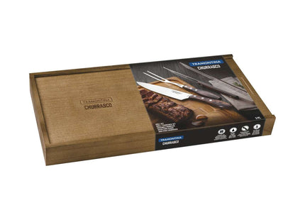 Tramontina Dishwasher-safe Wooden Handle 3 Pcs. Carving Set in Wooden Box