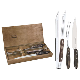 Tramontina Dishwasher-safe Wooden Handle 3 Pcs. Carving Set in Wooden Box