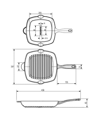 Tramontina Square Griddle Pan 27cm (2l) Pre-seasoned Cast Iron - Tramontina Store UK