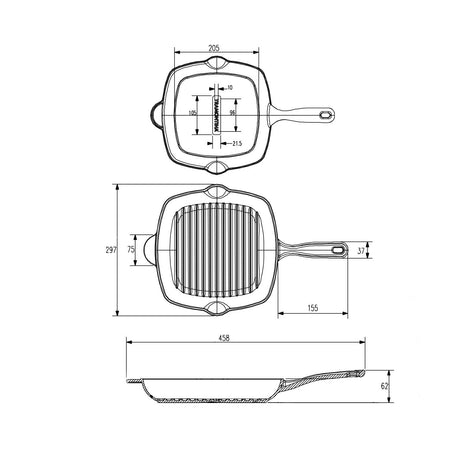 Tramontina Square Griddle Pan 27cm (2l) Pre-seasoned Cast Iron - Tramontina Store UK