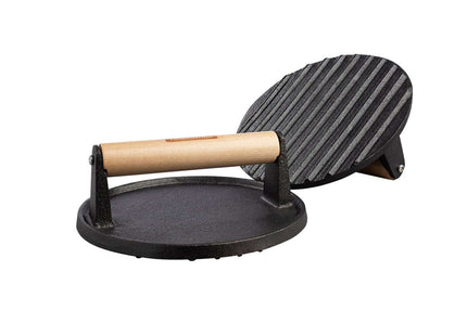 Round Grill Press 17.3cm Pre-seasoned Cast Iron