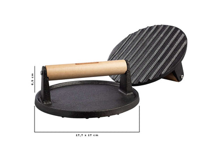 Tramontina Round Grill Press 17.3cm Pre-seasoned Cast Iron