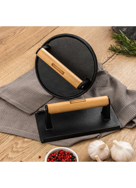 Tramontina Round Grill Press 17.3cm Pre-seasoned Cast Iron - Tramontina Store UK