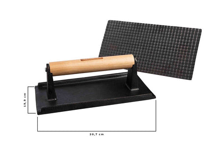 Tramontina Rectangular Grill Press 22.5 x 12.5cm Pre-seasoned Cast Iron