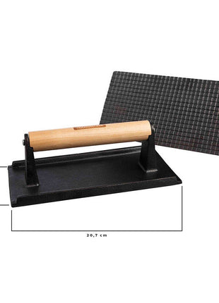 Tramontina Rectangular Grill Press 22.5 x 12.5cm Pre-seasoned Cast Iron - Tramontina Store UK