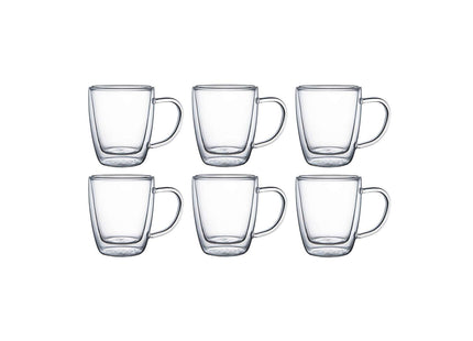 Tramontina 6 Pcs. Double Walled Coffee and Tea Glasses with Handles