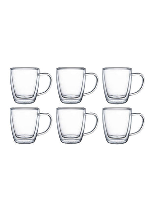 Tramontina 6 Pcs. Double Walled Coffee and Tea Glasses with Handles - Tramontina Store UK