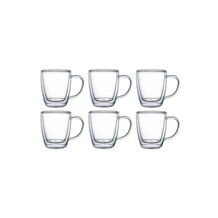 Tramontina 6 Pcs. Double Walled Coffee and Tea Glasses with Handles