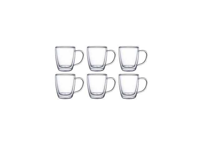 Tramontina 6 Pcs. Double Walled Coffee and Tea Glasses with Handles