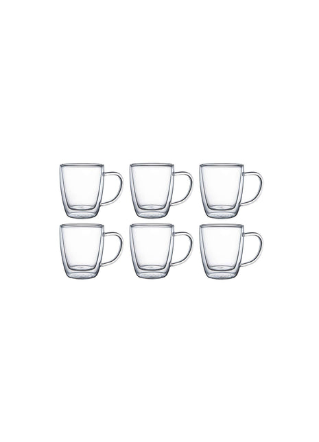 Tramontina 6 Pcs. Double Walled Coffee and Tea Glasses with Handles - Tramontina Store UK