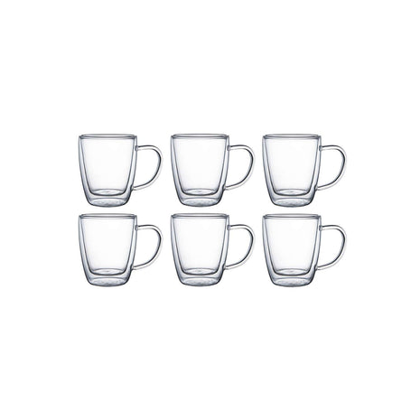 Tramontina 6 Pcs. Double Walled Coffee and Tea Glasses with Handles - Tramontina Store UK