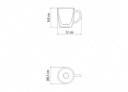 Tramontina 6 Pcs. Double Walled Coffee and Tea Glasses with Handles