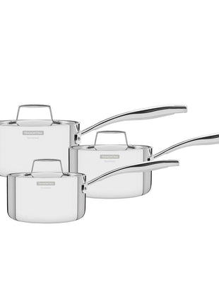 Tramontina 3 Pcs. Tri-Ply Stainless Steel Saucepan Set - Tramontina Store UK