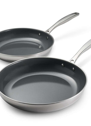 Tramontina 2 Pcs. Tri-Ply Stainless Steel Ceramic Non-Stick Frying Pan Set - Tramontina Store UK