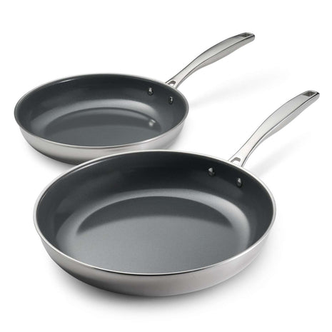 Tramontina 2 Pcs. Tri-Ply Stainless Steel Ceramic Non-Stick Frying Pan Set - Tramontina Store UK