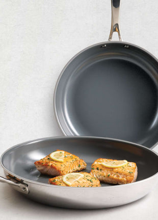 Tramontina 2 Pcs. Tri-Ply Stainless Steel Ceramic Non-Stick Frying Pan Set - Tramontina Store UK