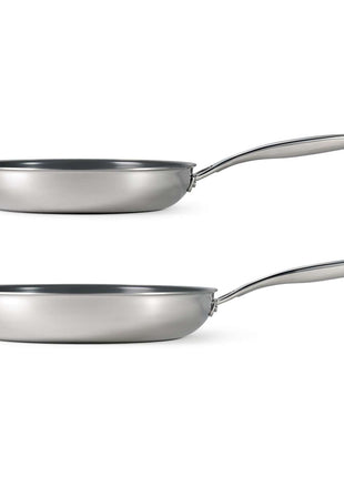 Tramontina 2 Pcs. Tri-Ply Stainless Steel Ceramic Non-Stick Frying Pan Set - Tramontina Store UK