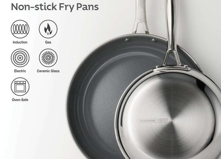 Tramontina 2 Pcs. Tri-Ply Stainless Steel Ceramic Non-Stick Frying Pan Set