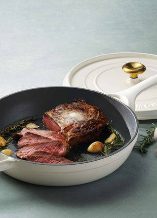Tramontina Enamelled Cast Iron Saute Pan 30 cm (White) - Tramontina Store UK