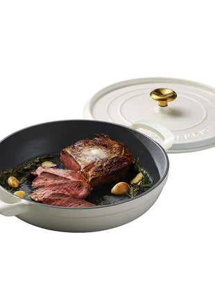 Tramontina Enamelled Cast Iron Saute Helper Handles 30 cm (White) - Tramontina Store UK