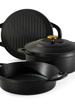 Tramontina 4 Pcs. Enamelled Cast Iron Nesting Cookware Set 26 cm (Black) - Tramontina Store UK