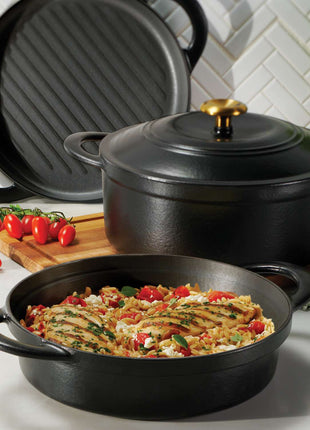 Tramontina 4 Pcs. Enamelled Cast Iron Nesting Cookware Set 26 cm (Black) - Tramontina Store UK
