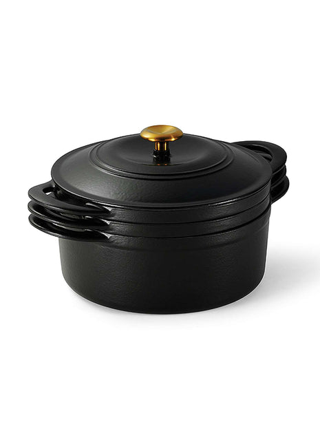 Tramontina 4 Pcs. Enamelled Cast Iron Nesting Cookware Set 26 cm (Black) - Tramontina Store UK