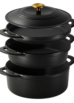 Tramontina 4 Pcs. Enamelled Cast Iron Nesting Cookware Set 26 cm (Black) - Tramontina Store UK