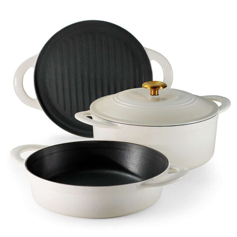 Tramontina 4 Pcs. Enamelled Cast Iron Nesting Cookware Set 26 cm (White) - Tramontina Store UK