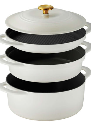 Tramontina 4 Pcs. Enamelled Cast Iron Nesting Cookware Set 26 cm (White) - Tramontina Store UK