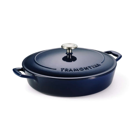 Tramontina Bestow Enamelled Cast Iron Shallow Casserole 30 cm - Blue - Tramontina Store UK