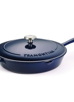 Tramontina Bestow Enamelled Cast Iron Skillet with Lid 30 cm - Blue - Tramontina Store UK