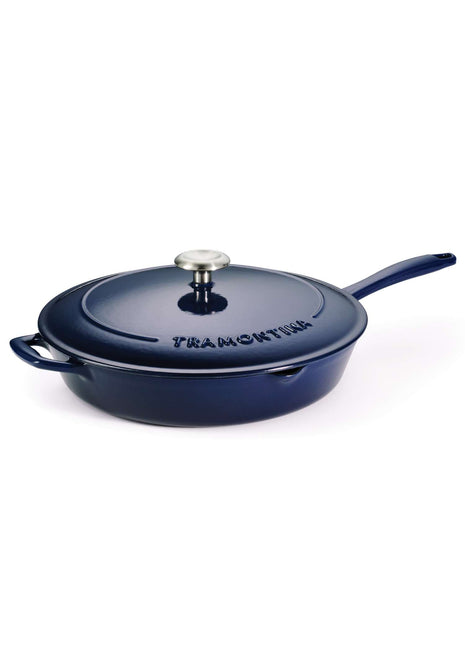Tramontina Bestow Enamelled Cast Iron Skillet with Lid 30 cm - Blue