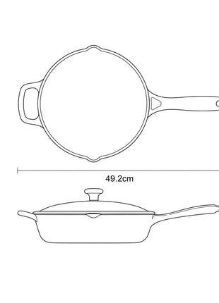 Tramontina Bestow Enamelled Cast Iron Skillet with Lid 30 cm - Blue - Tramontina Store UK
