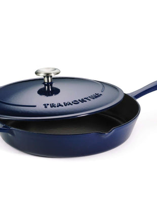 Tramontina Bestow Enamelled Cast Iron Skillet with Lid 30 cm - Blue - Tramontina Store UK