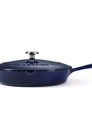 Tramontina Bestow Enamelled Cast Iron Skillet with Lid 30 cm - Blue - Tramontina Store UK