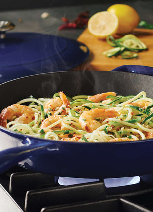 Tramontina Bestow Enamelled Cast Iron Skillet with Lid 30 cm - Blue - Tramontina Store UK