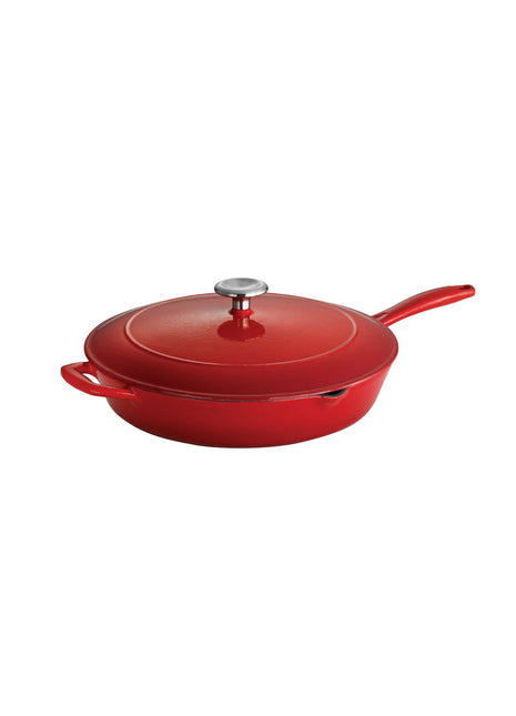 Tramontina Bestow Enamelled Cast Iron Skillet with Lid 30 cm - Red