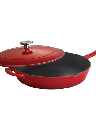 Tramontina Bestow Enamelled Cast Iron Skillet with Lid 30 cm - Red