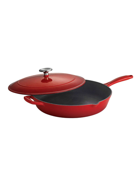 Tramontina Bestow Enamelled Cast Iron Skillet with Lid 30 cm - Red