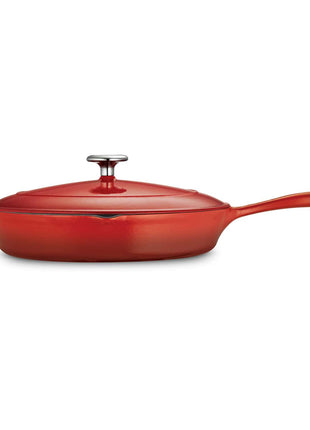 Tramontina Bestow Enamelled Cast Iron Skillet with Lid 30 cm - Red