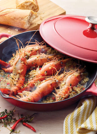 Tramontina Bestow Enamelled Cast Iron Skillet with Lid 30 cm - Red
