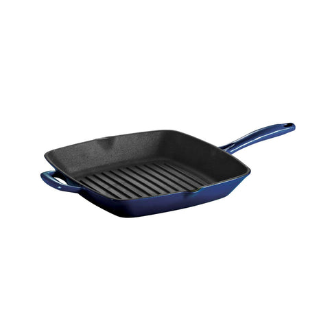 Tramontina Bestow Enamelled Cast Iron Griddle Pan 27 cm - Blue - Tramontina Store UK