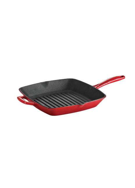Tramontina Bestow Enamelled Cast Iron Griddle Pan 27 cm - Red