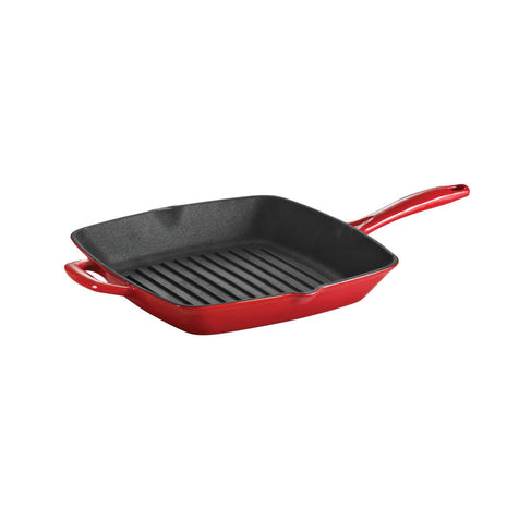 Tramontina Bestow Enamelled Cast Iron Griddle Pan 27 cm - Red - Tramontina Store UK