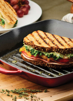 Tramontina Bestow Enamelled Cast Iron Griddle Pan 27 cm - Red