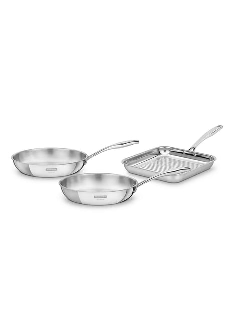 Tramontina 3 Pcs. Grano 3-Ply Stainless Steel Frying Pan Set