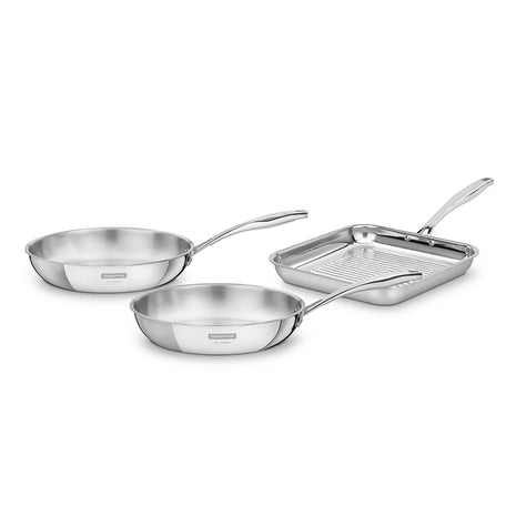 Tramontina 3 Pcs. Grano 3-Ply Stainless Steel Frying Pan Set - Tramontina Store UK