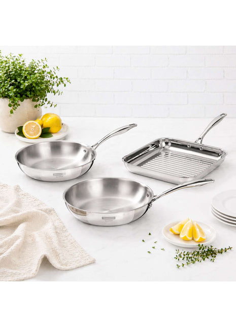 Tramontina 3 Pcs. Grano 3-Ply Stainless Steel Frying Pan Set