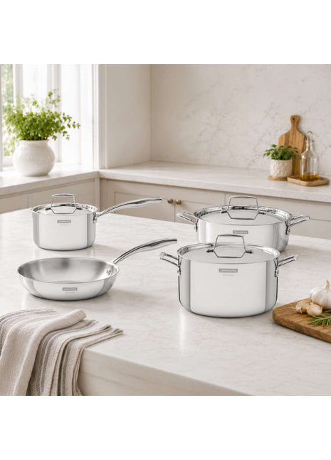 Tramontina 4 Pcs. Grano 3-Ply Stainless Steel Cookware Set